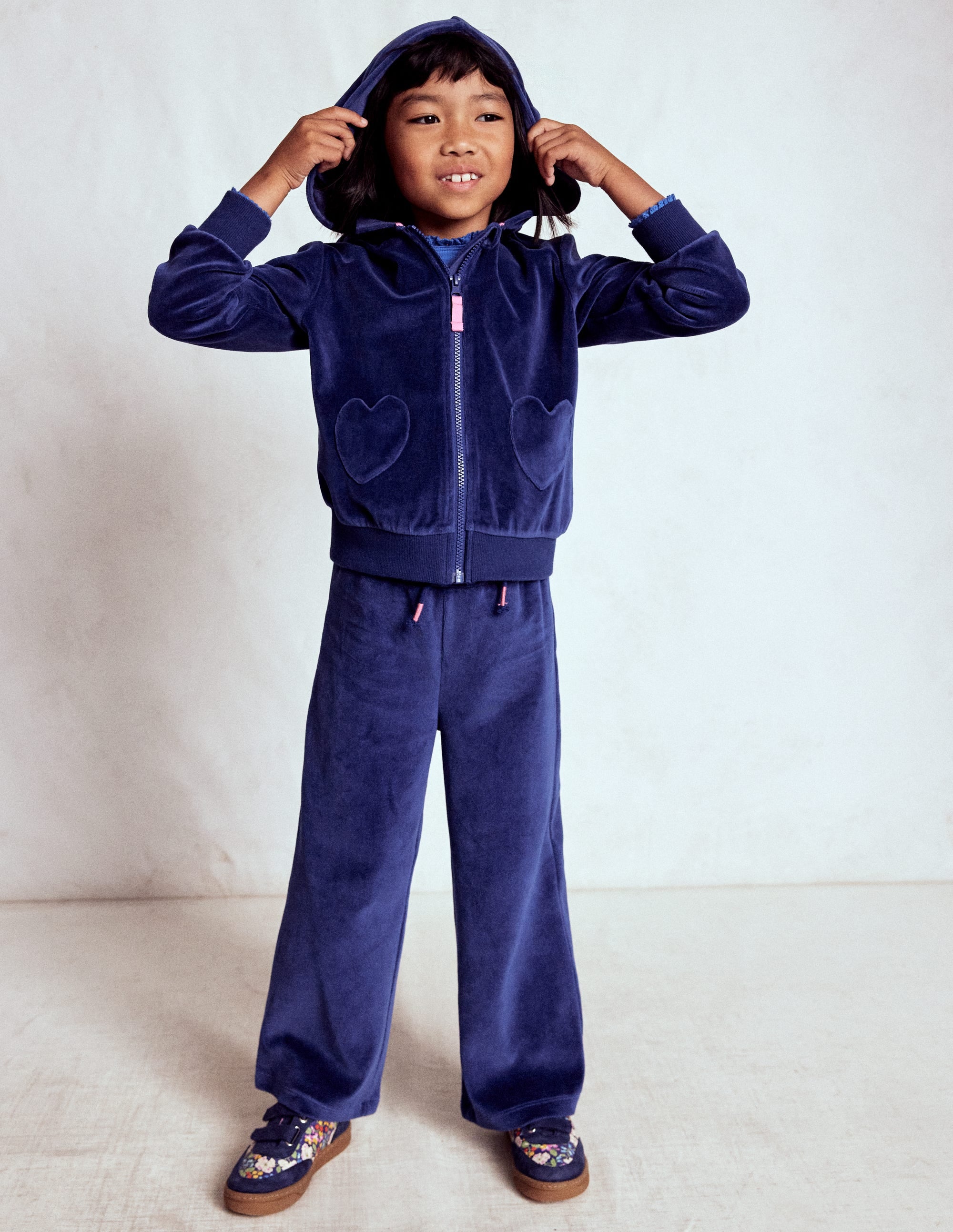 Velour Hoodie - Starboard Blue | Boden UK