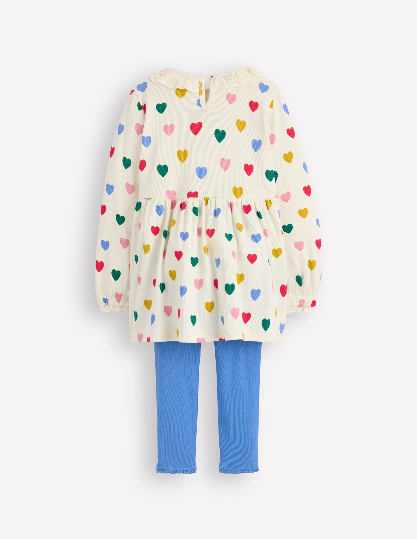 Ribbed Tunic Set-Soft Ivory Small Hearts