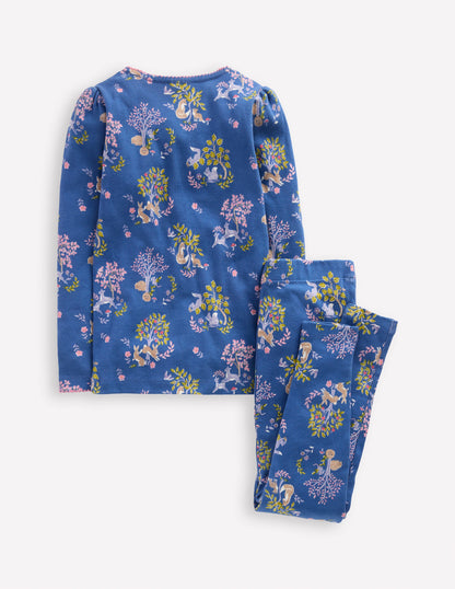 Snug Long John Pyjamas-Blue Forest Print-2