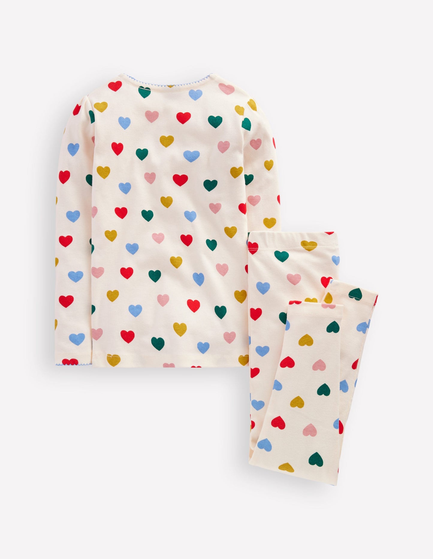 Snug Long John Pyjamas-Coconut Milk Small Hearts