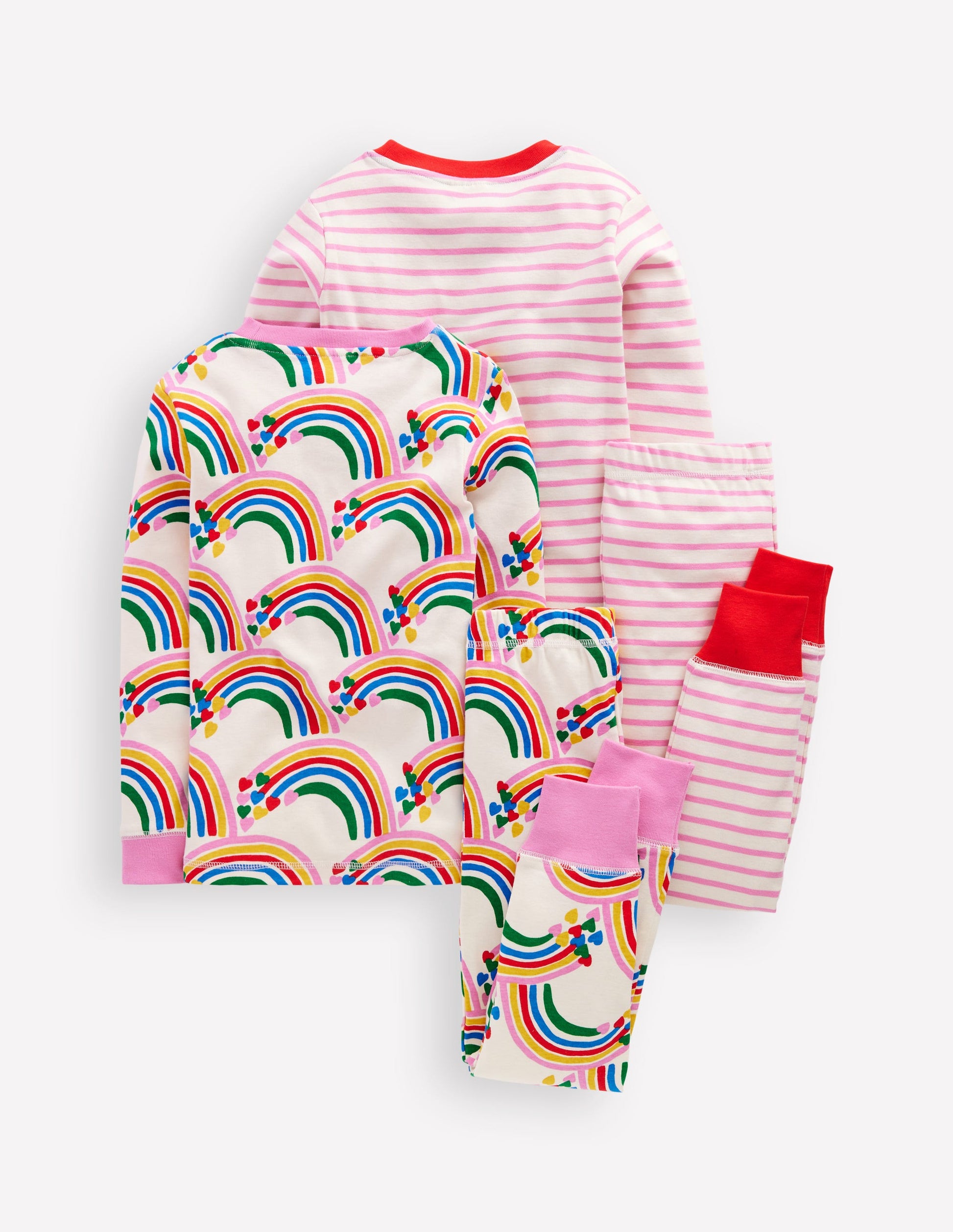 Twin Pack Snug Pyjamas-Oatmeal Marl Rainbow Hearts-2