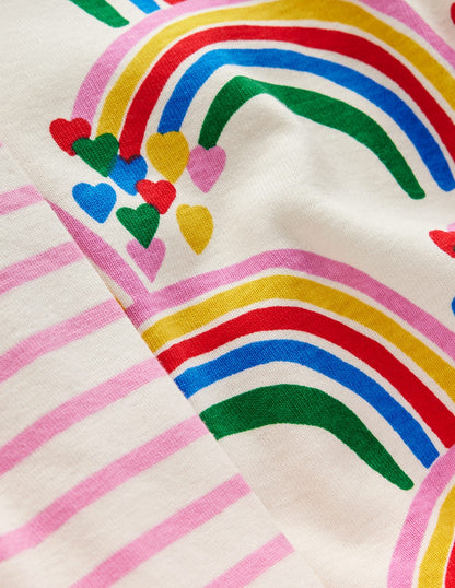 Twin Pack Snug Pyjamas-Oatmeal Marl Rainbow Hearts-3