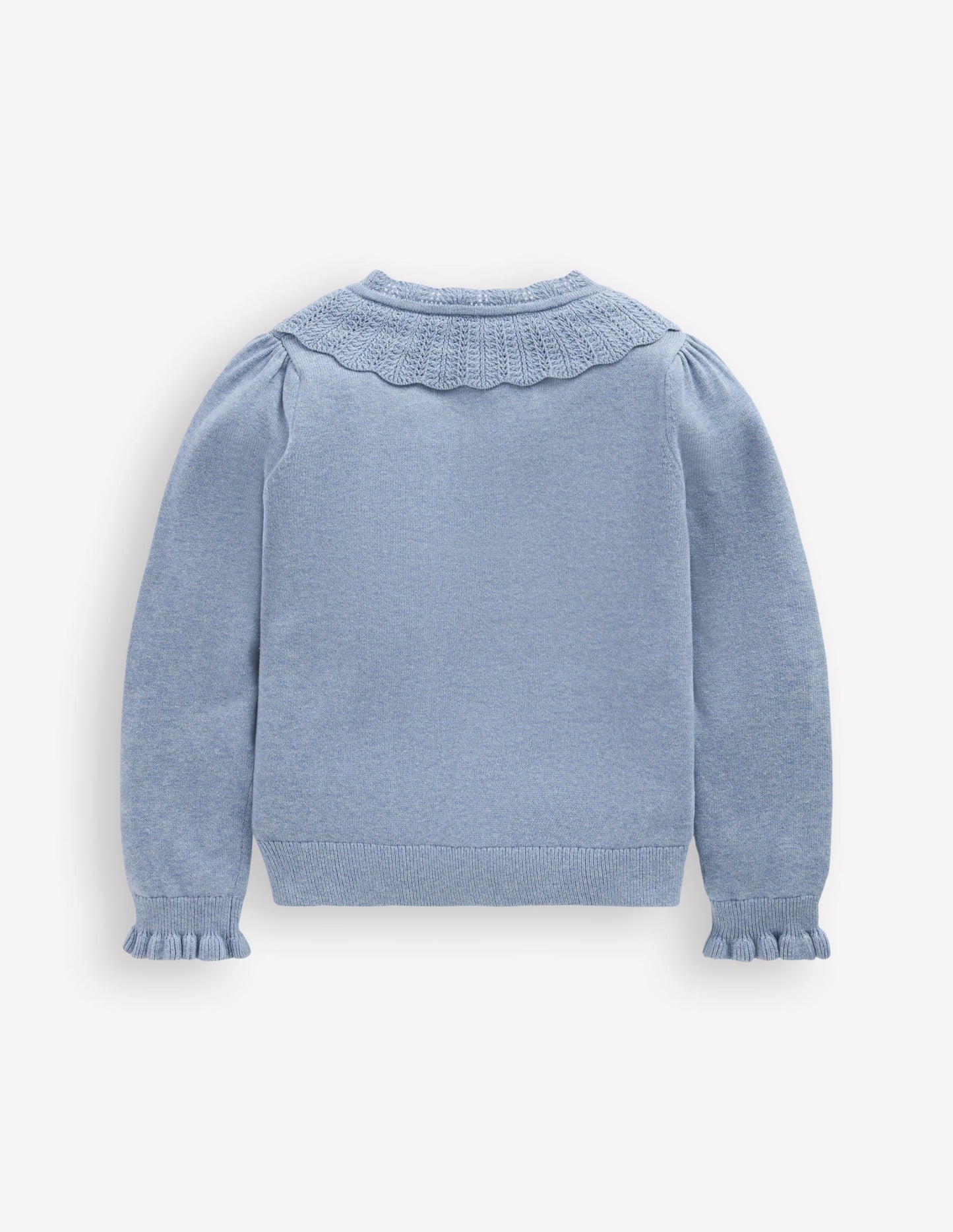 Pretty Ruffle Cardigan-Glacier Blue Marl