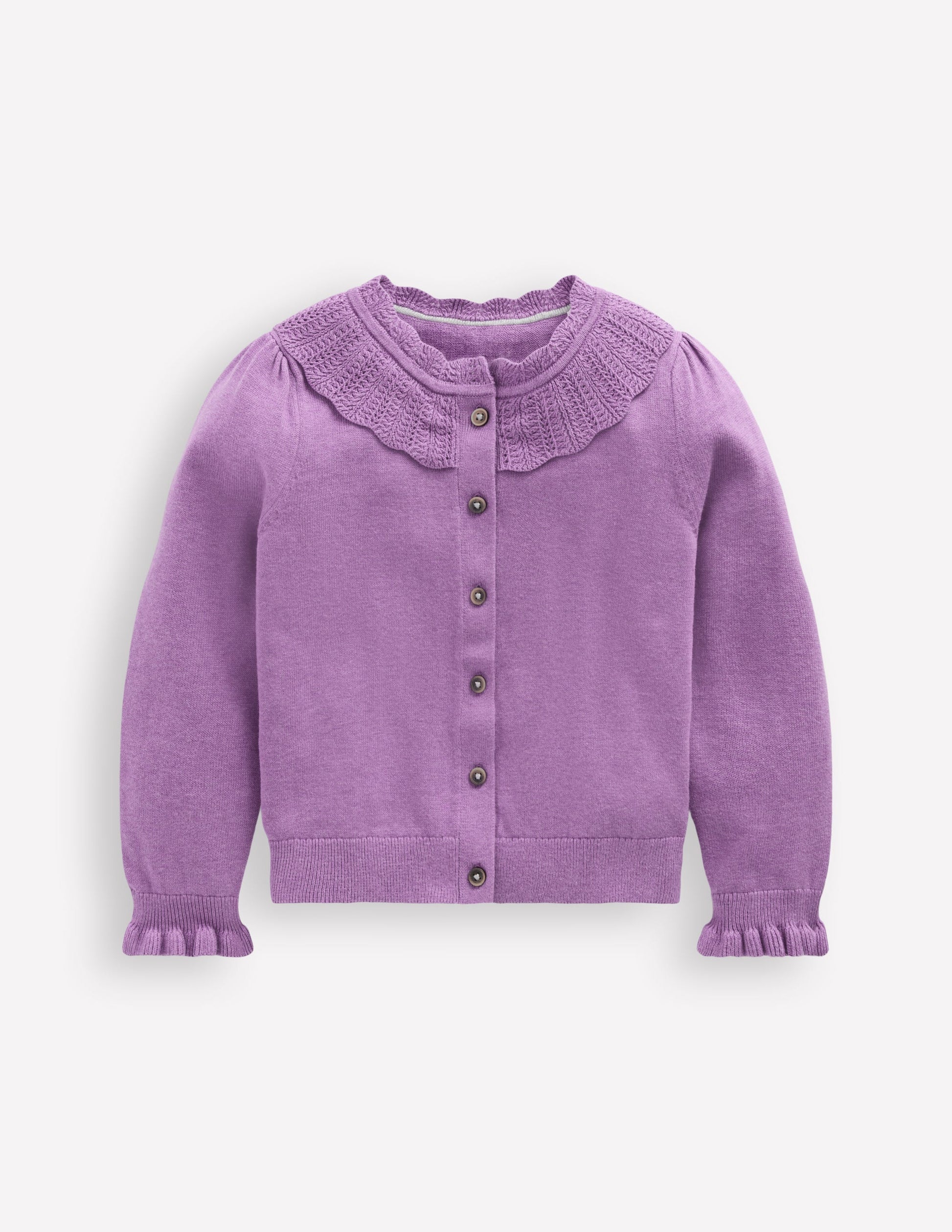 Pretty Ruffle Cardigan-Aster Purple Marl-1