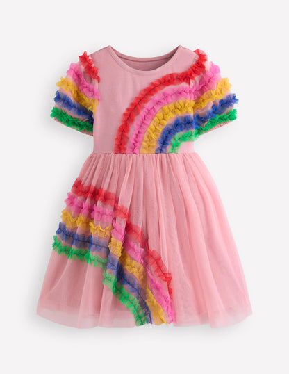 Rainbow Tulle Jersey Dress-Zephyr Rainbow-4