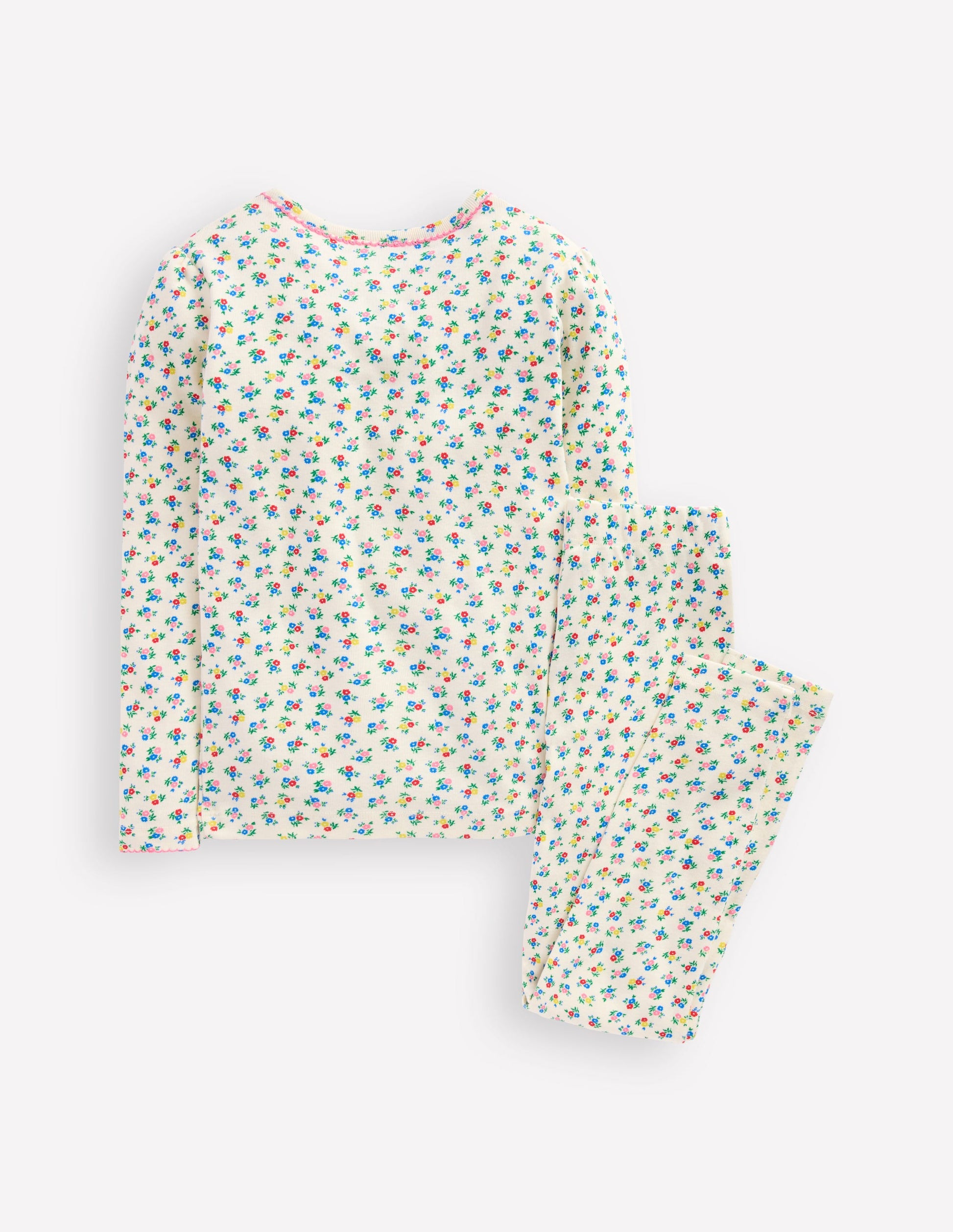 Snug Henley Pyjamas-Soft Ivory Spring Ditsy-2