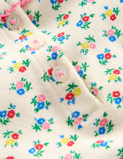 Snug Henley Pyjamas-Soft Ivory Spring Ditsy-3