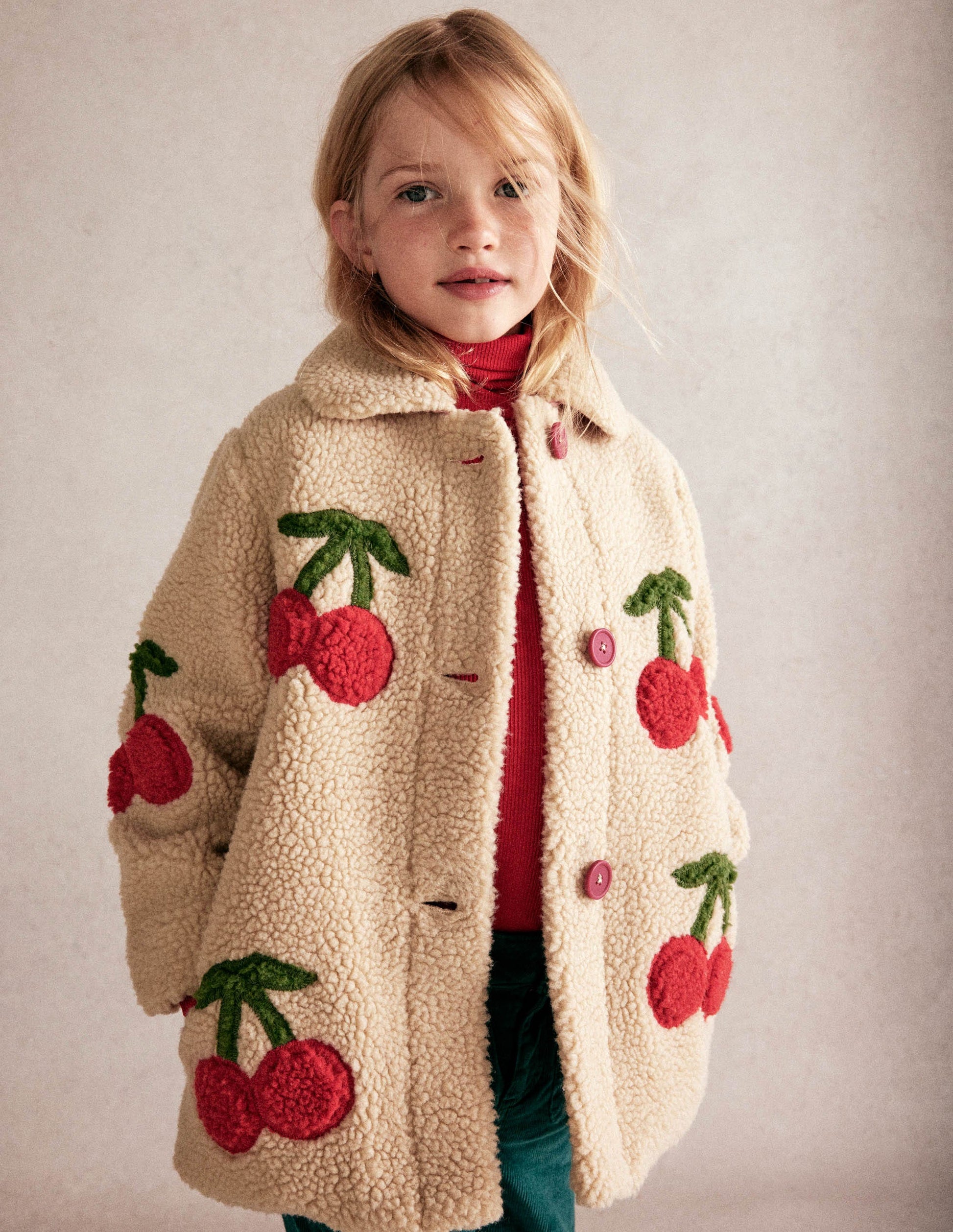 Borg Interest Jacket-Cherry Applique-5