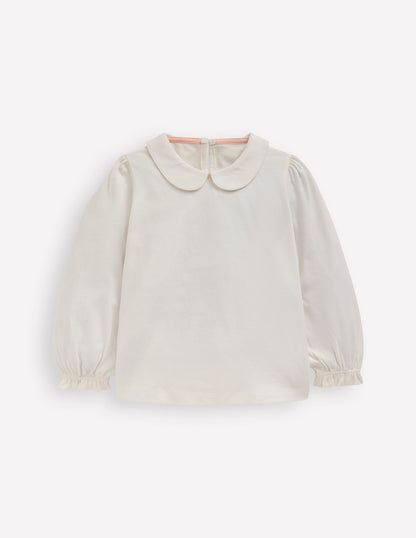 Collared Jersey Top-Soft Ivory-1