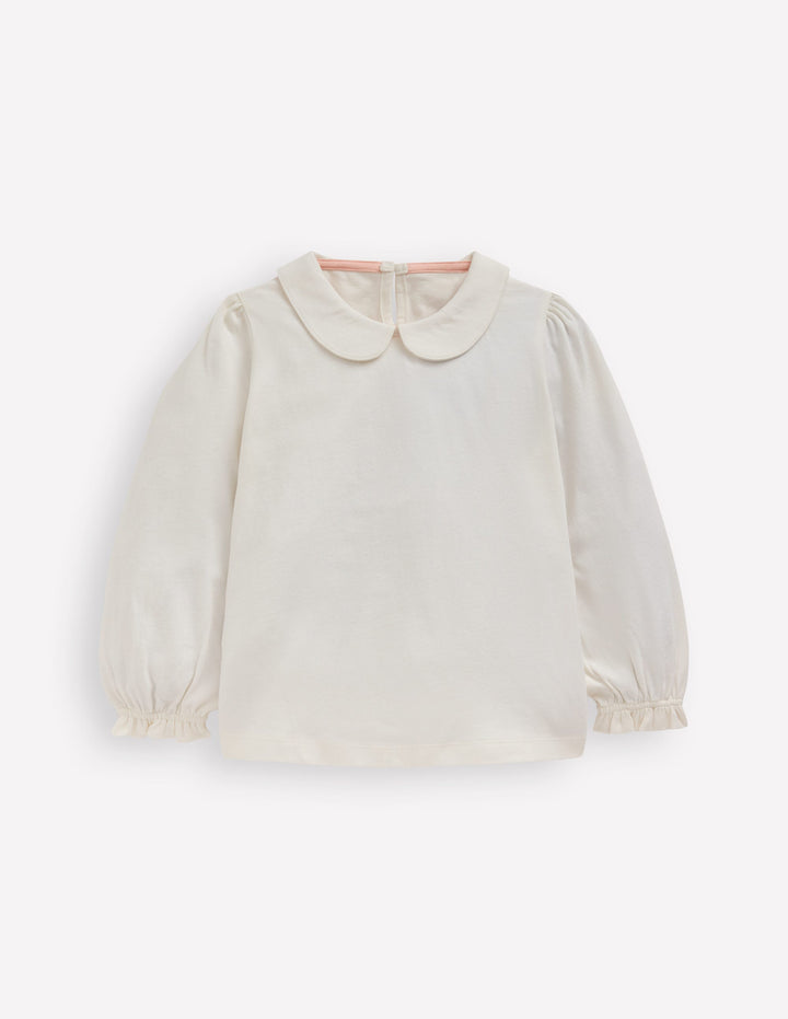 Collared Jersey Top-Soft Ivory