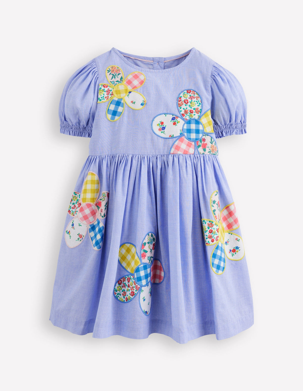 Madeline Woven Dress-Floral Patchwork Applique - Image 4
