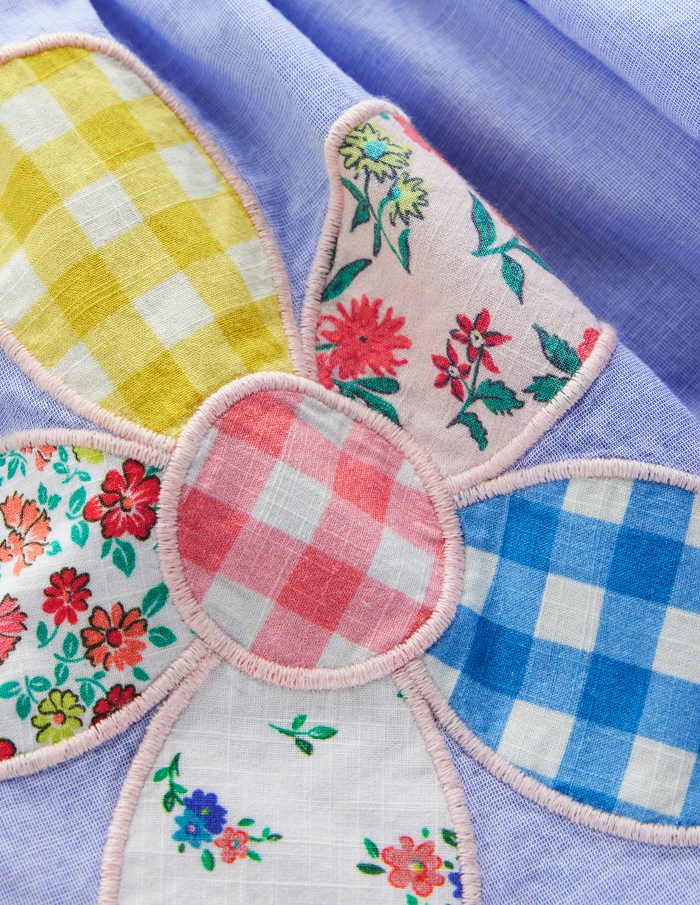 Madeline Woven Dress-Floral Patchwork Applique - Image 6