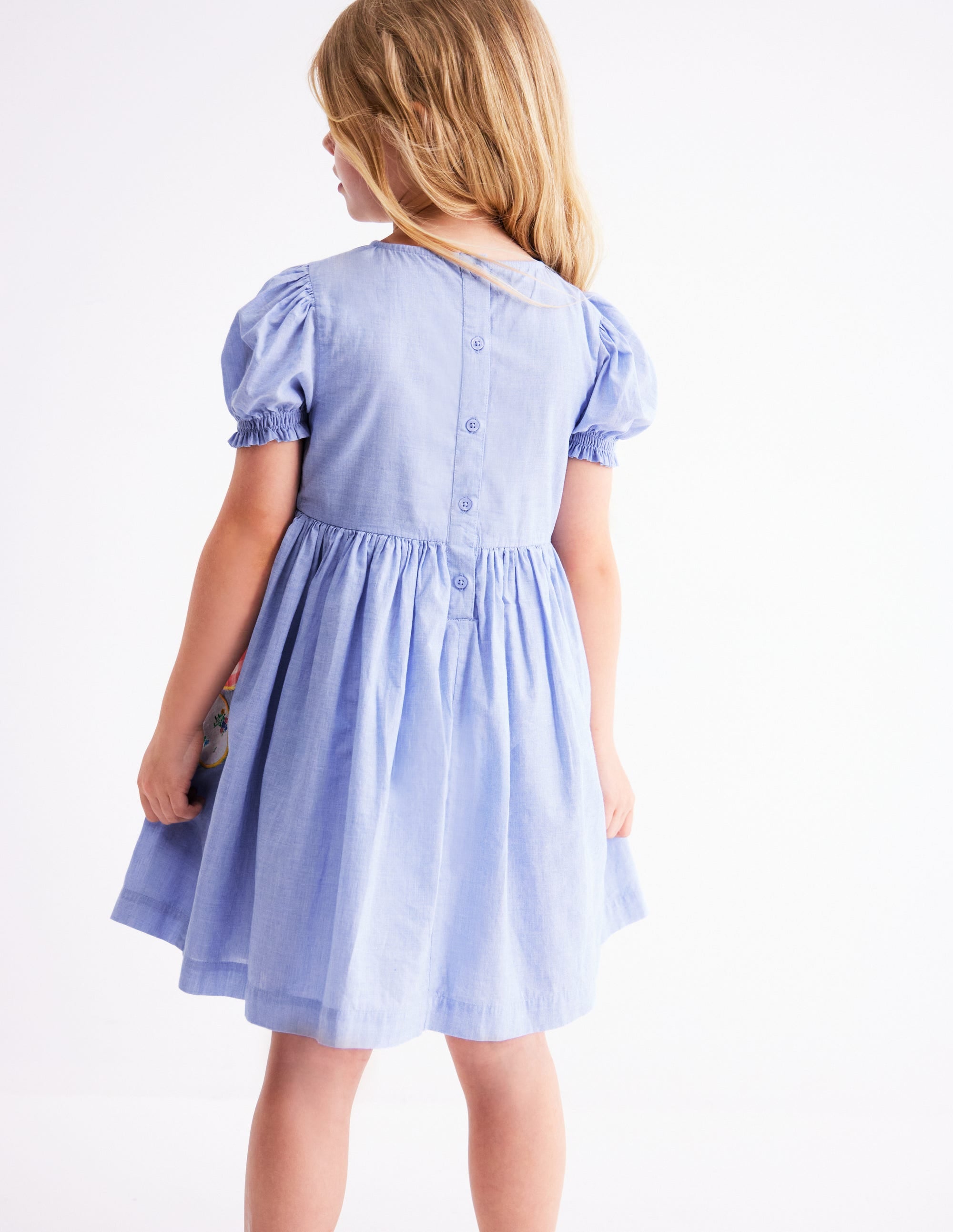 Madeline Woven Dress-Floral Patchwork Applique - Image 2