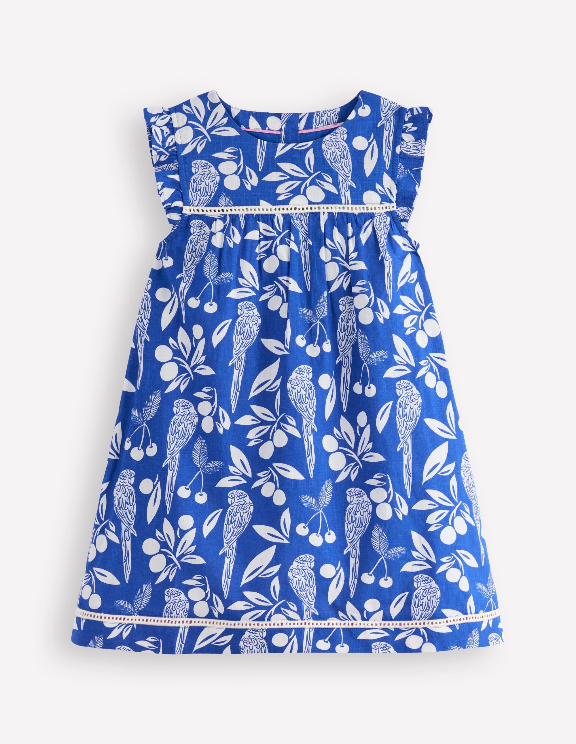Celia Woven Holiday Dress-Bright Blue Parrot Palm - Image 4