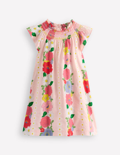 Holiday Smocked Dress-Chalk Pink Flower-4