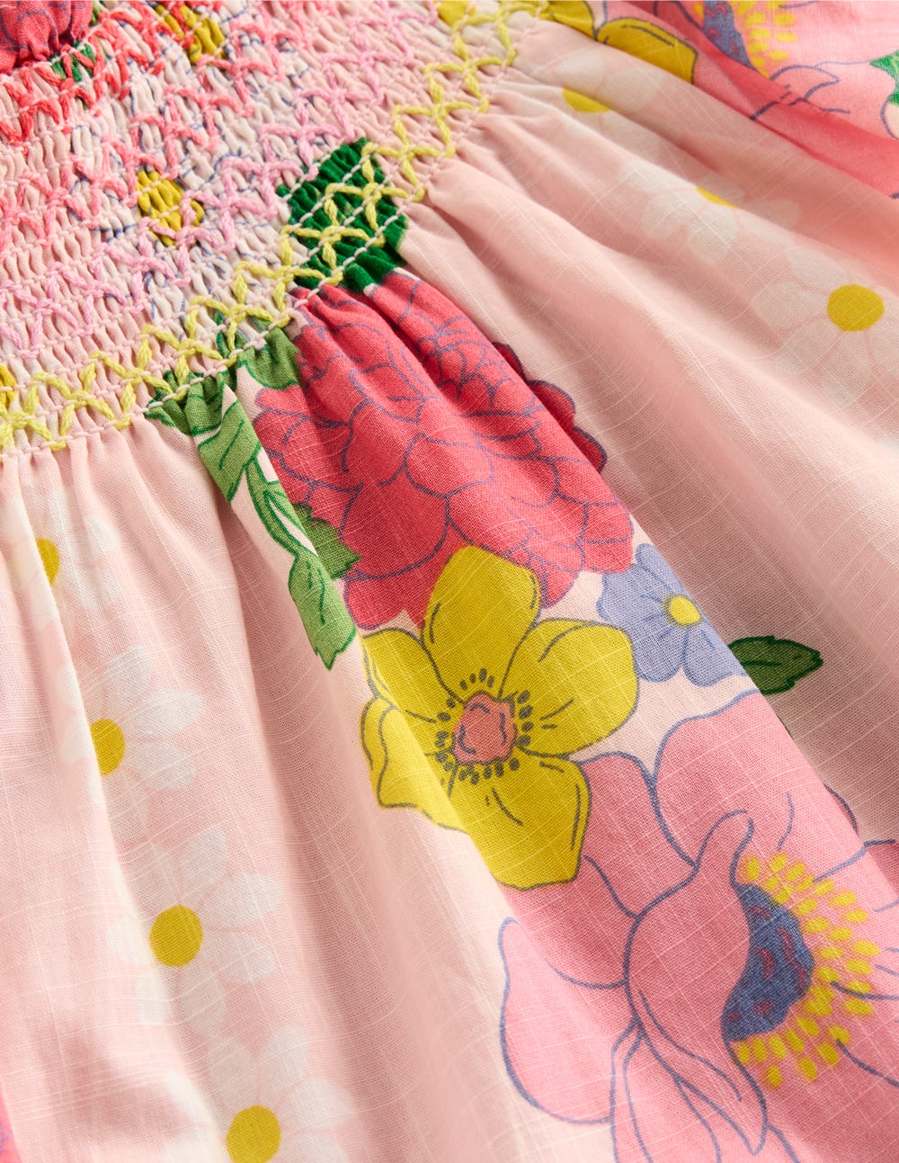 Holiday Smocked Dress-Chalk Pink Flower