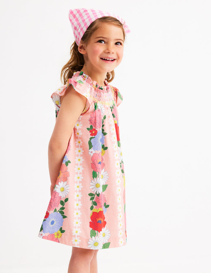 Holiday Smocked Dress-Chalk Pink Flower