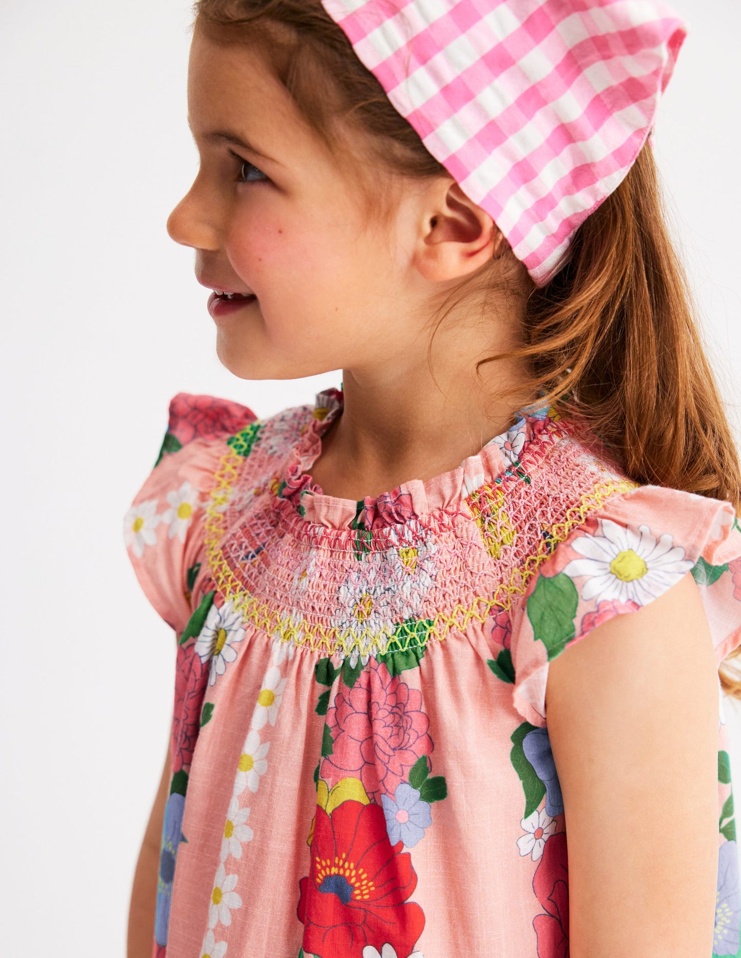 Holiday Smocked Dress-Chalk Pink Flower
