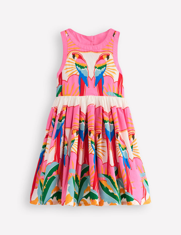 Harlow Back Detail Dress-Multi Parrot