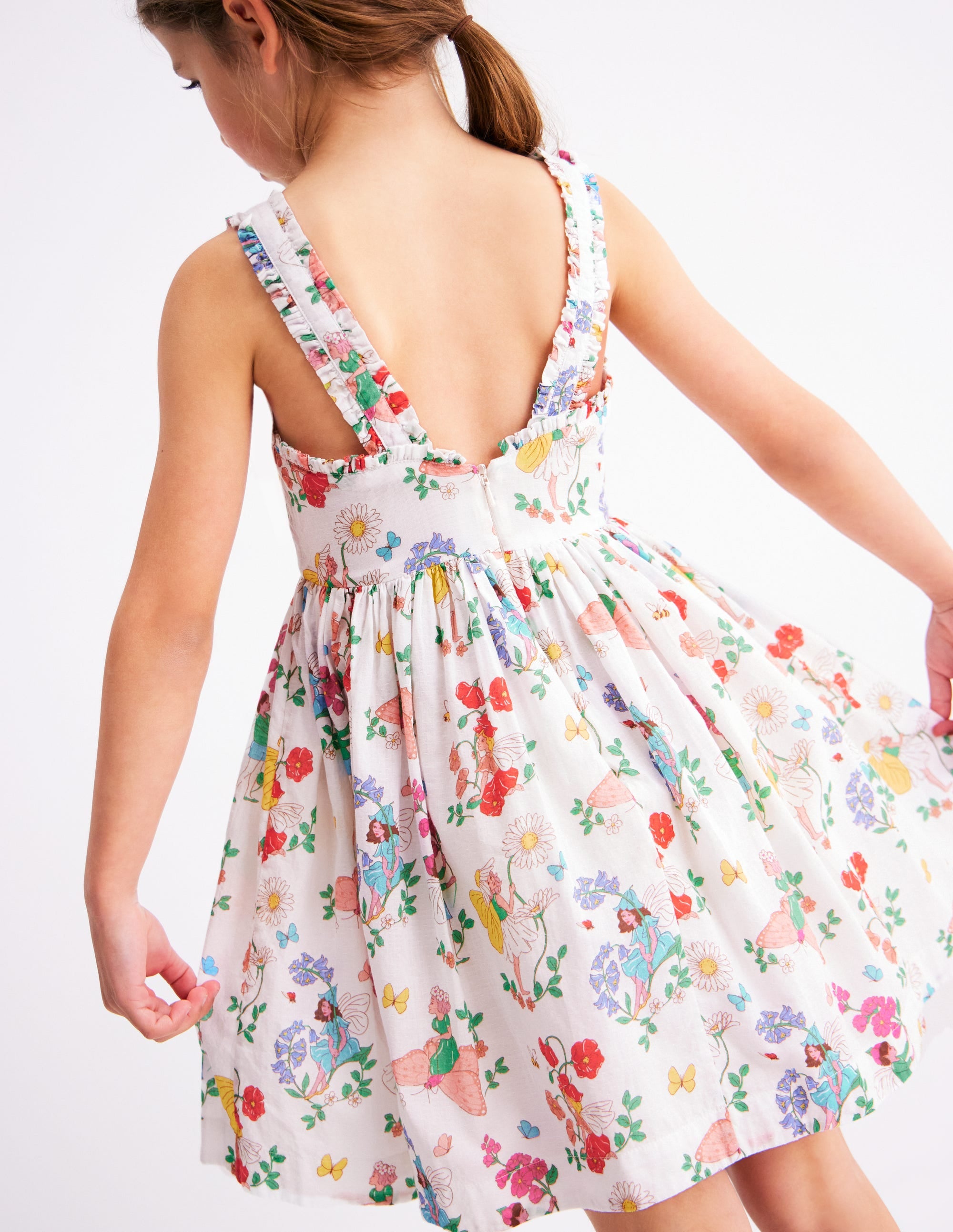 Luna Frill Strap Woven Dress-Multi Flower Fairy - Image 2