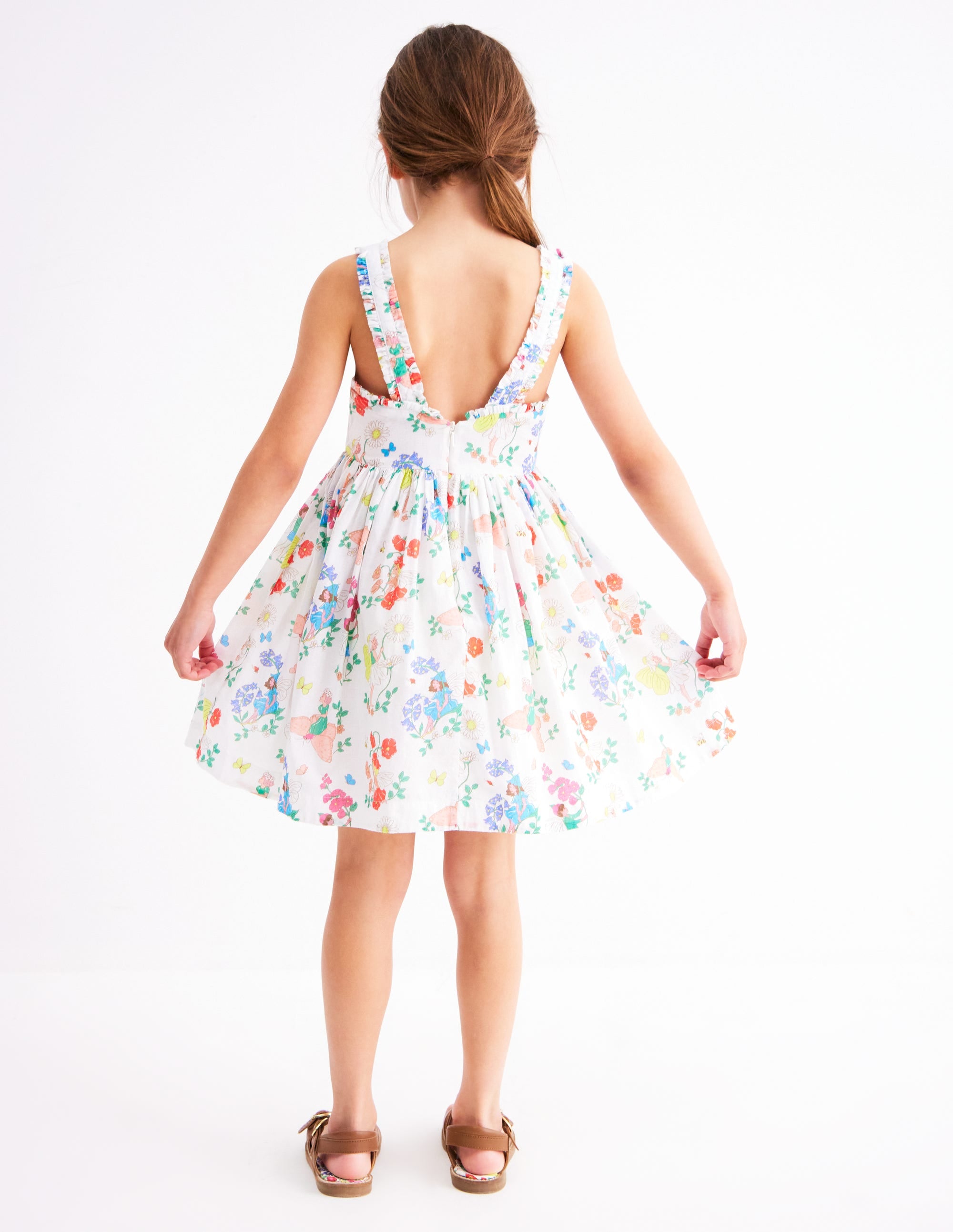 Luna Frill Strap Woven Dress-Multi Flower Fairy - Image 3