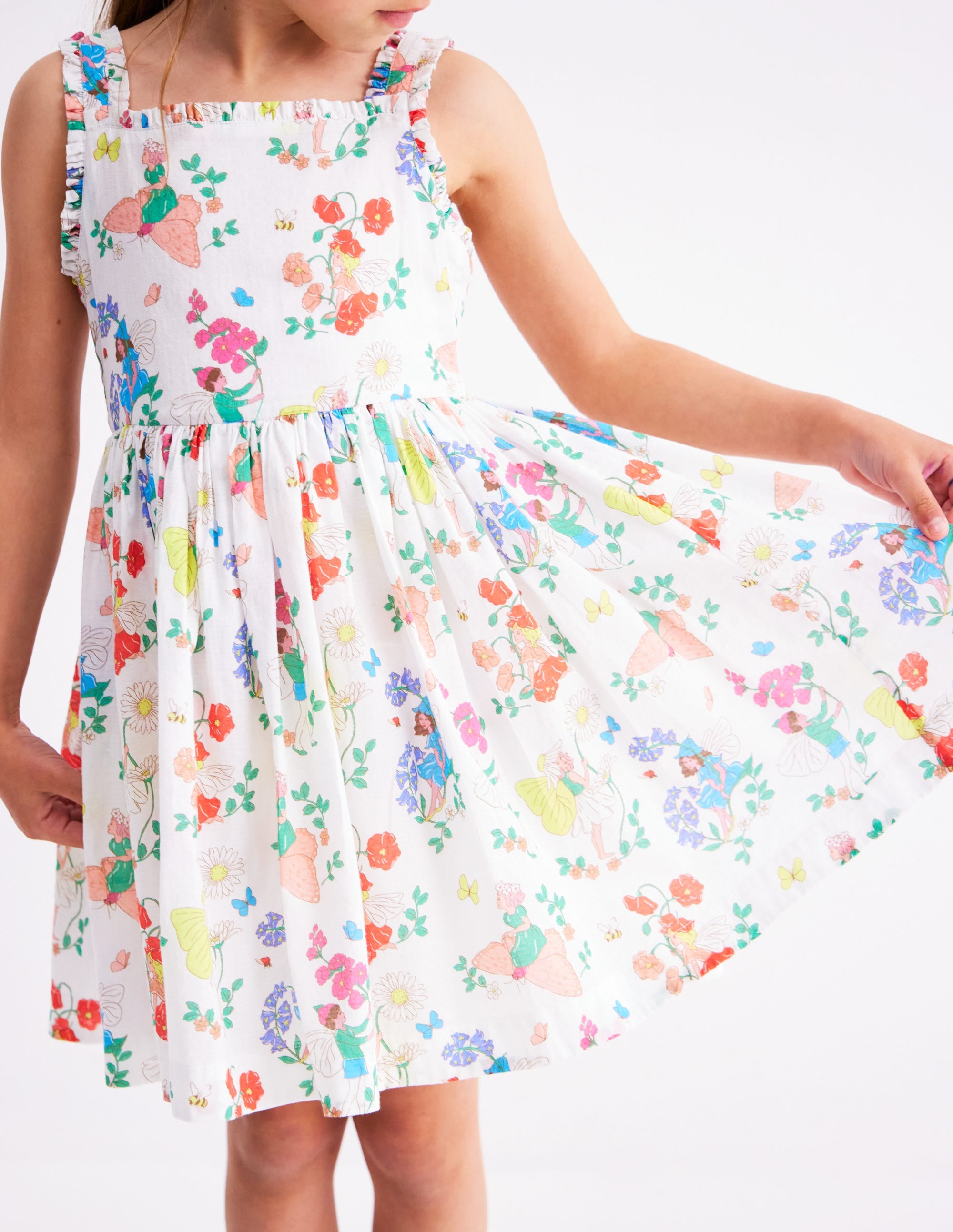 Luna Frill Strap Woven Dress-Multi Flower Fairy - Image 4