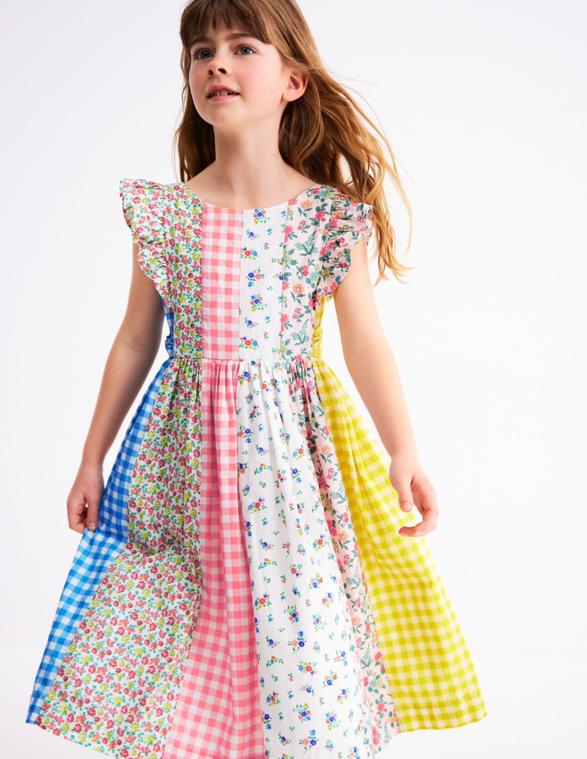 Bow Back Midi Dress-Patchwork Floral - Image 1