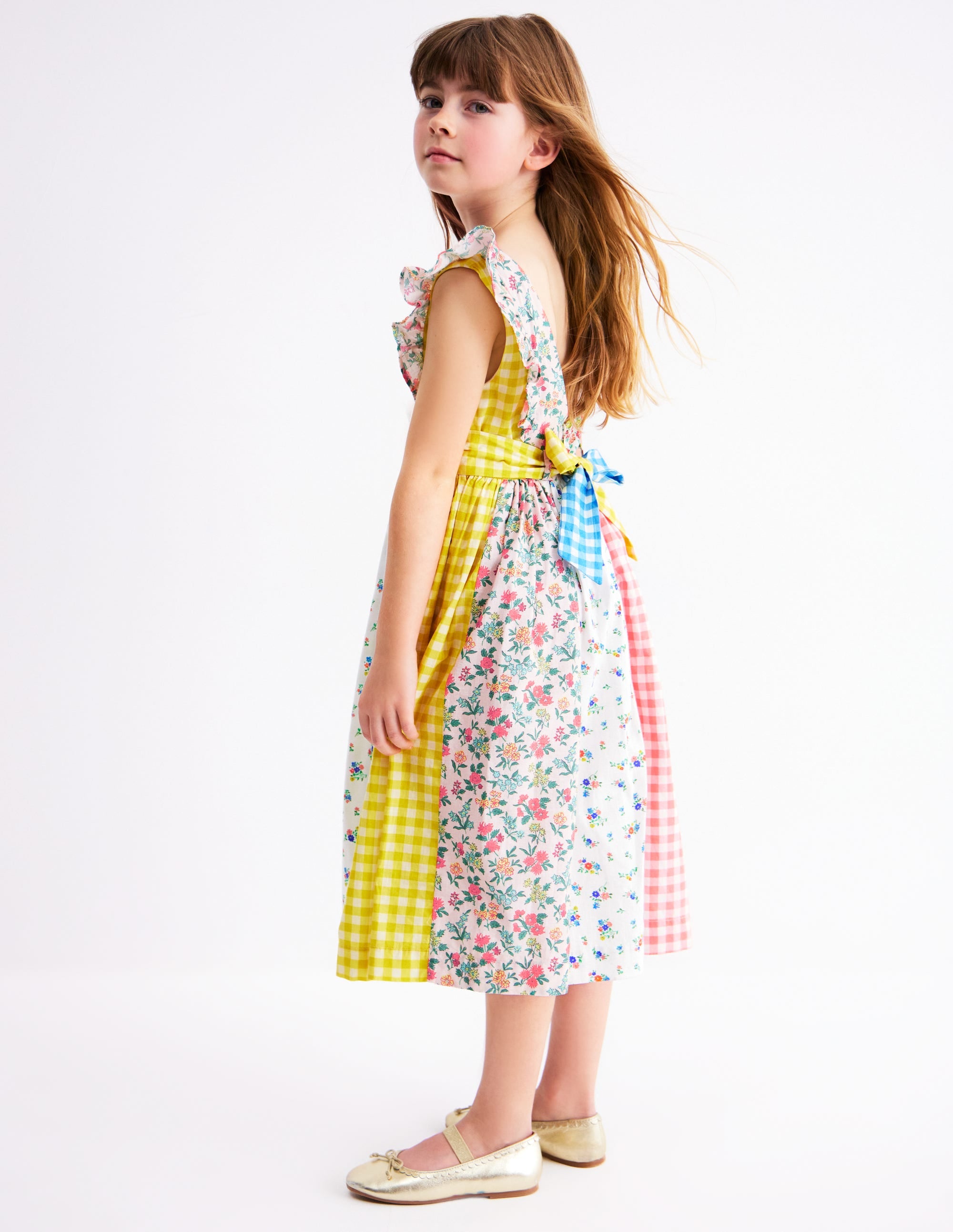 Bow Back Midi Dress-Patchwork Floral - Image 2