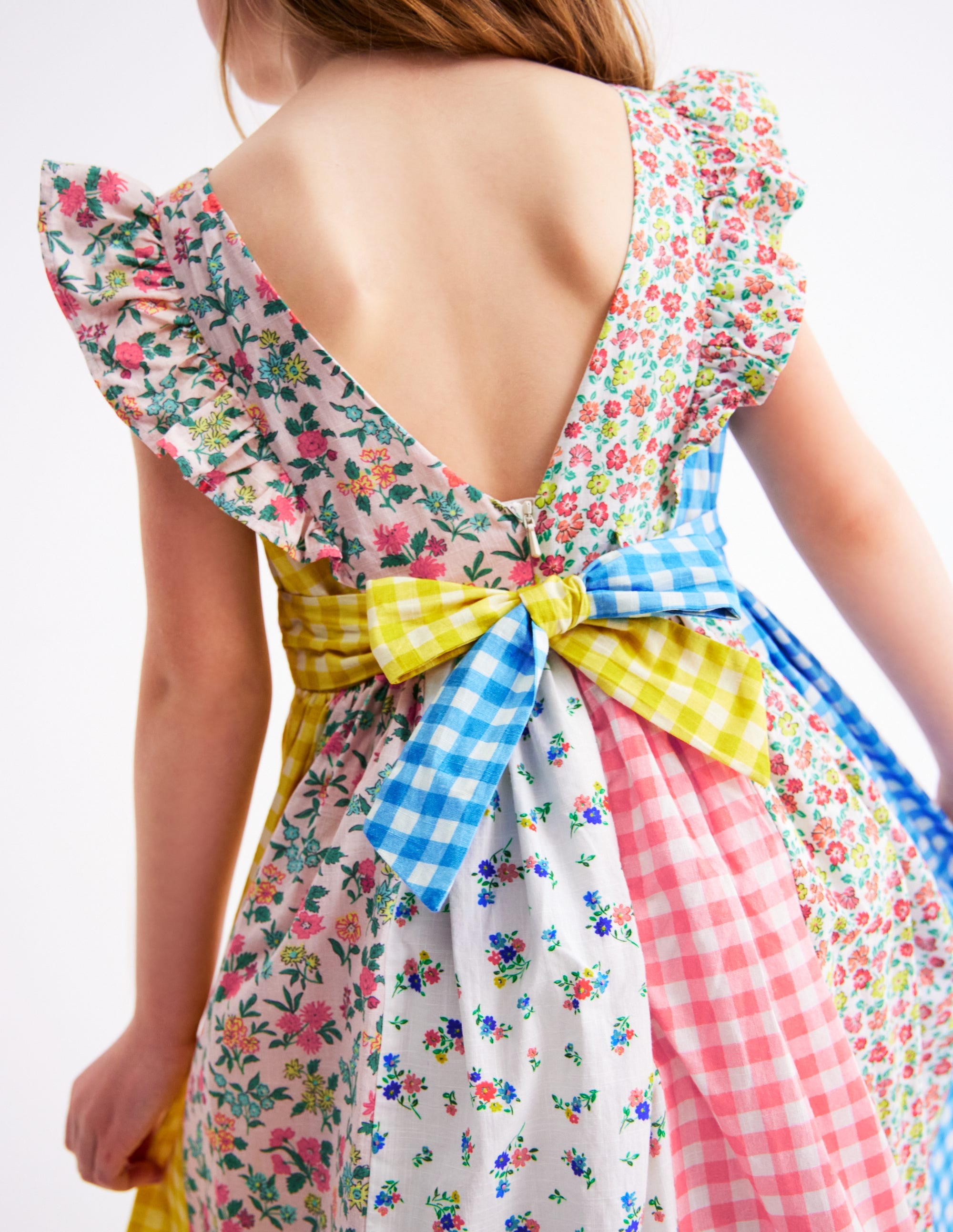 Bow Back Midi Dress-Patchwork Floral - Image 3