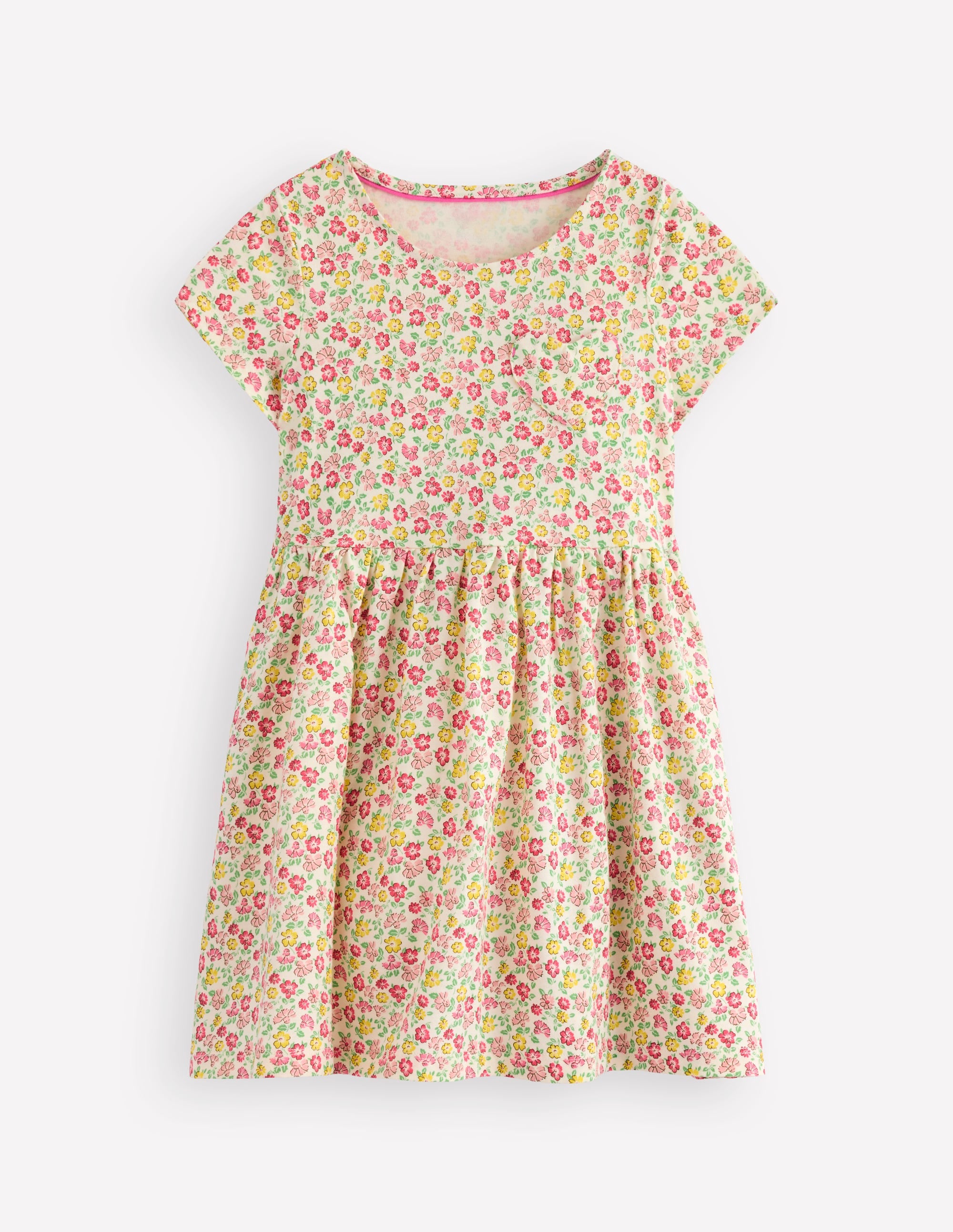 Heart Pocket Fun Jersey Dress-Multi Summer Flowerbed - Image 1