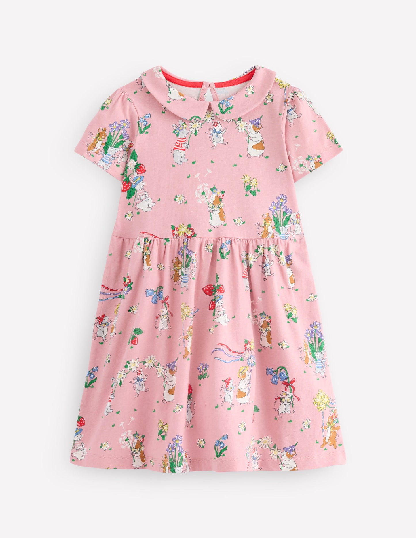 Peter Pan Collar Jersey Dress-Vintage Pink May Day