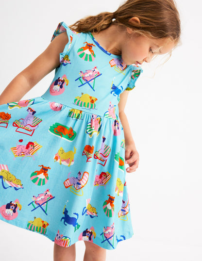 Posie Frill Sleeve Dress-Barbados Beach Poolside Pets-1