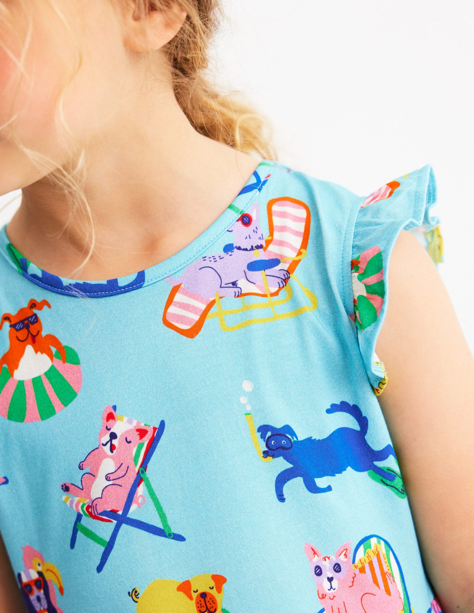 Posie Frill Sleeve Dress-Barbados Beach Poolside Pets-2