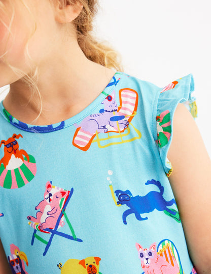 Posie Frill Sleeve Dress-Barbados Beach Poolside Pets-2