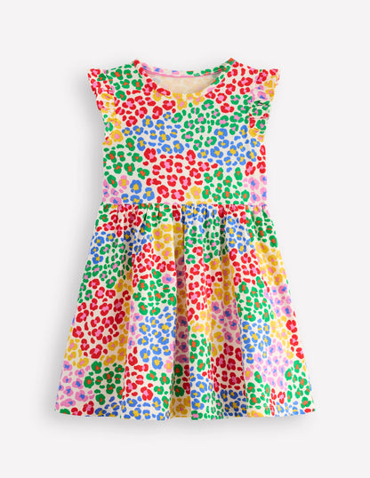 Posie Frill Sleeve Dress-Multi Rainbow Leopard-1