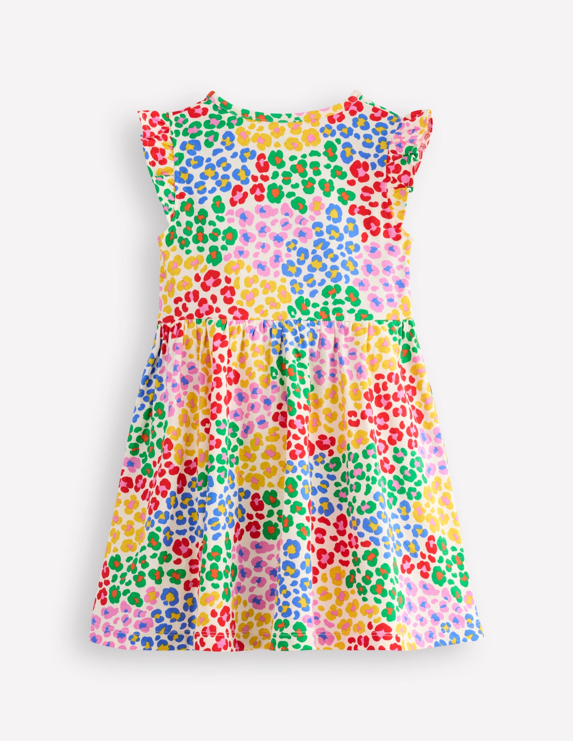 Posie Frill Sleeve Dress-Multi Rainbow Leopard-2