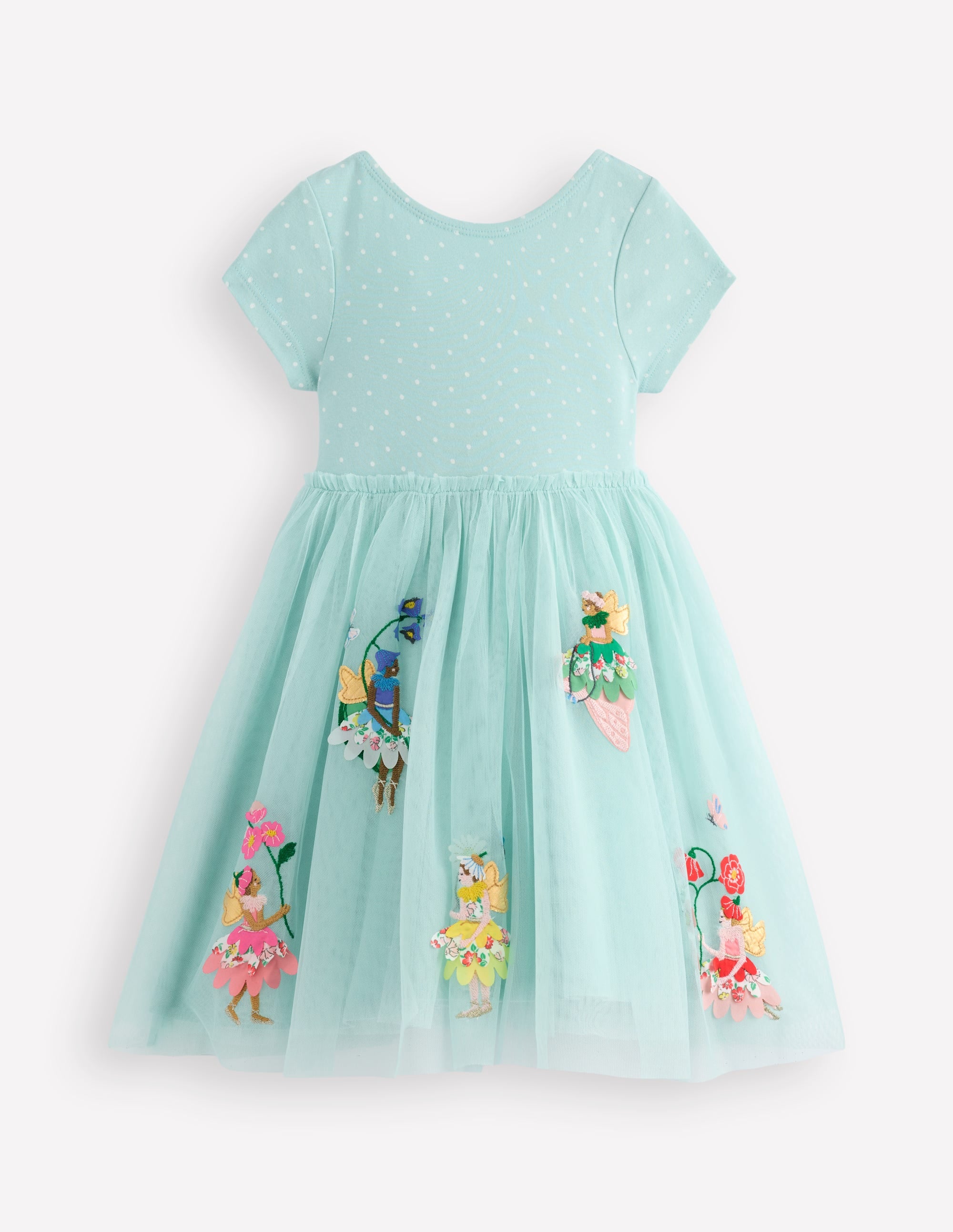 Ami Applique Tulle Dress-Spearmint Blue Flower Fairies - Image 1