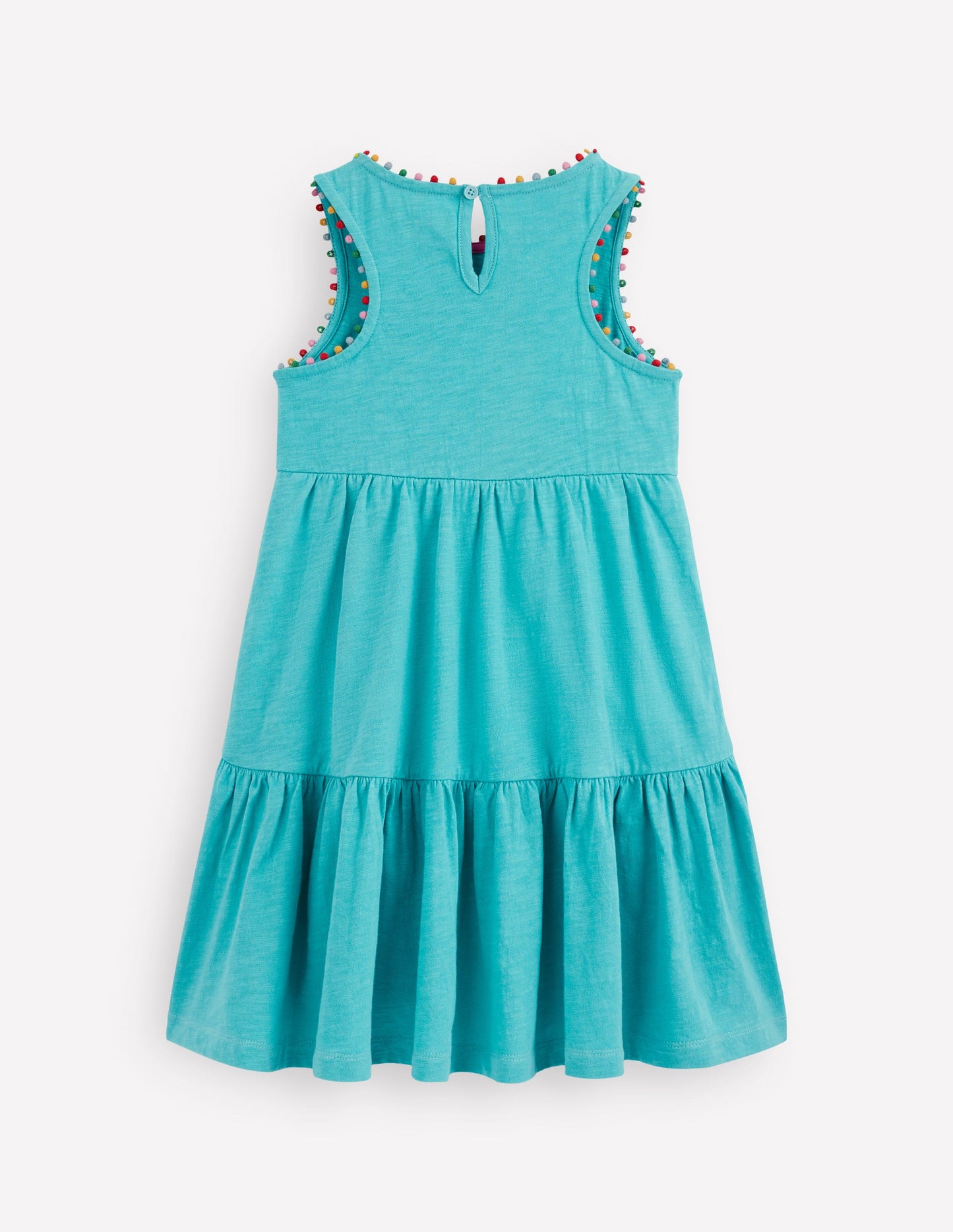 Ali Pom Trim Jersey Dress-Caribbean Blue