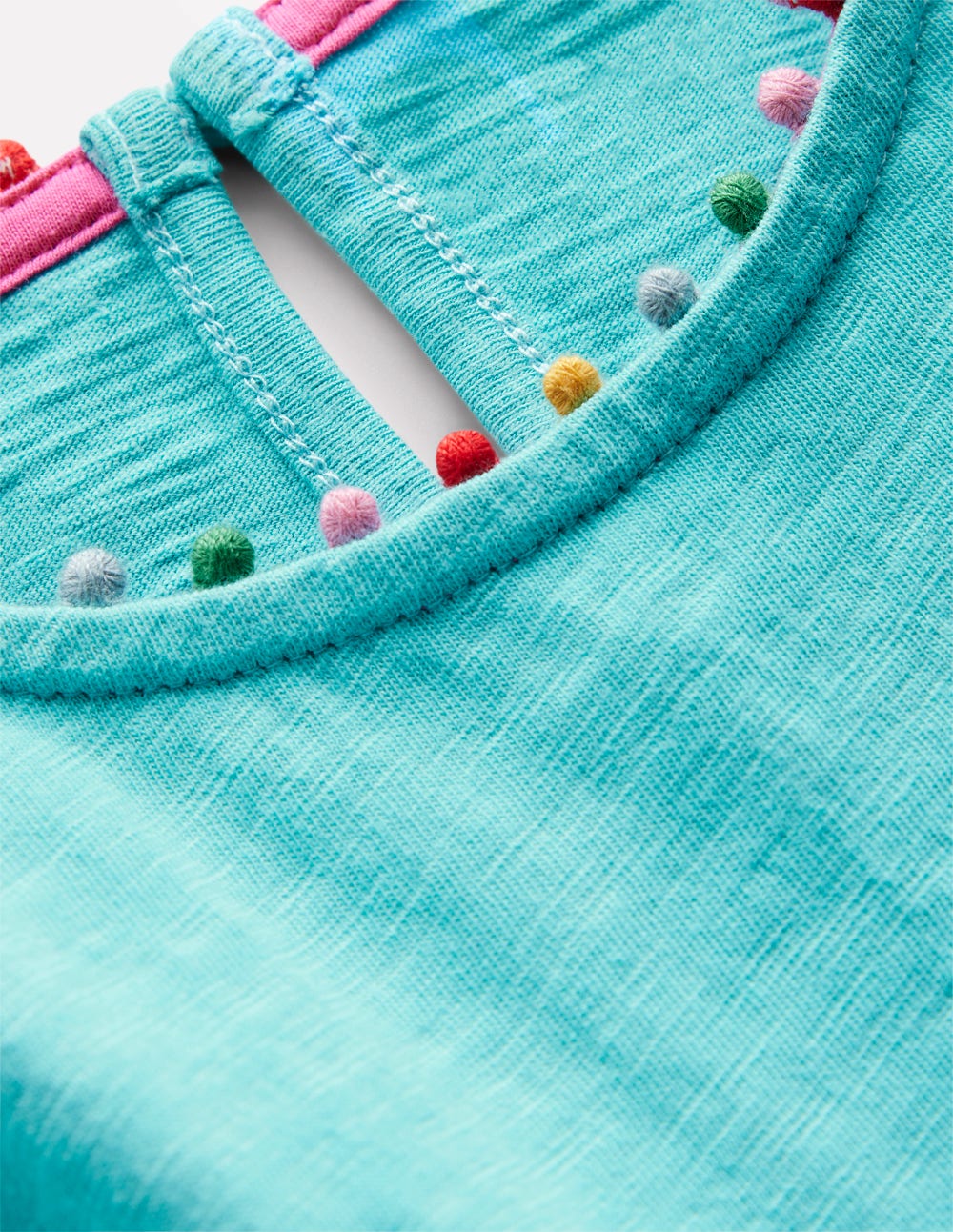 Ali Pom Trim Jersey Dress-Caribbean Blue | Boden UK