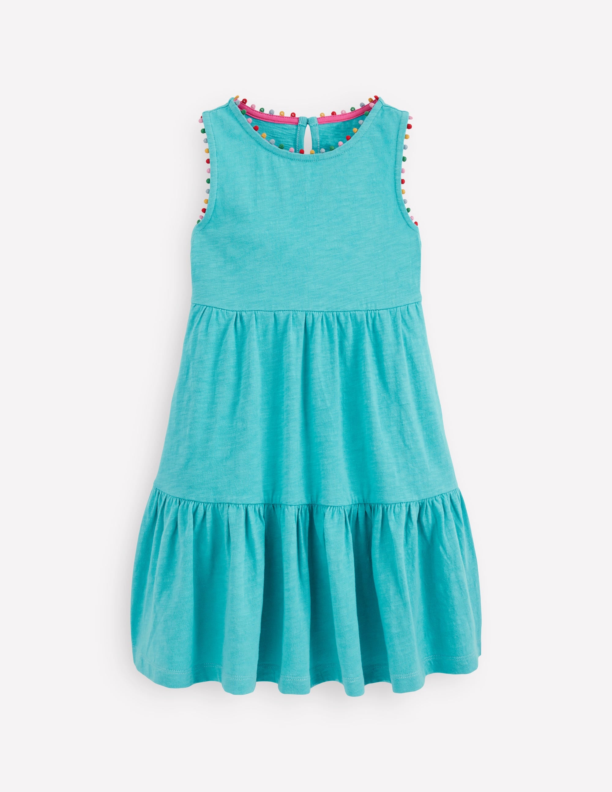 Ali Pom Trim Jersey Dress-Caribbean Blue - Image 1