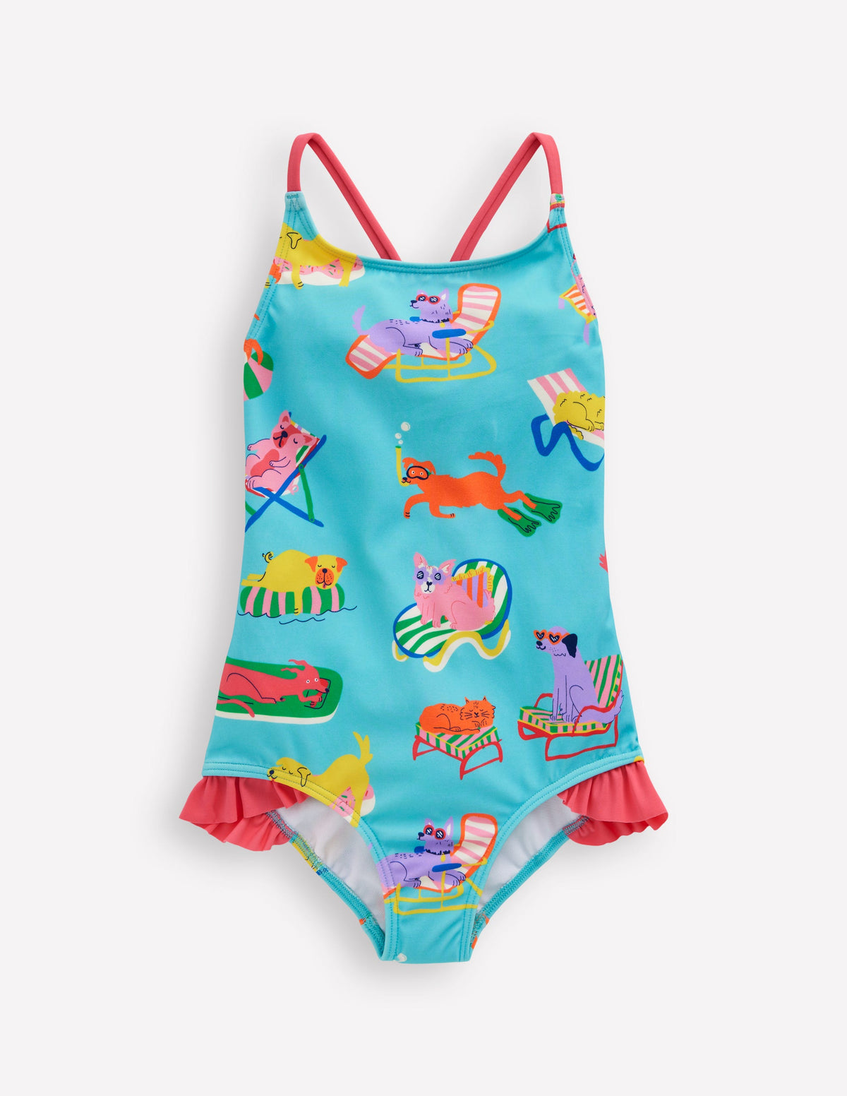 Pretty Cross-Back Swimsuit-Caribbean Blue Poolside Pets - Image 1