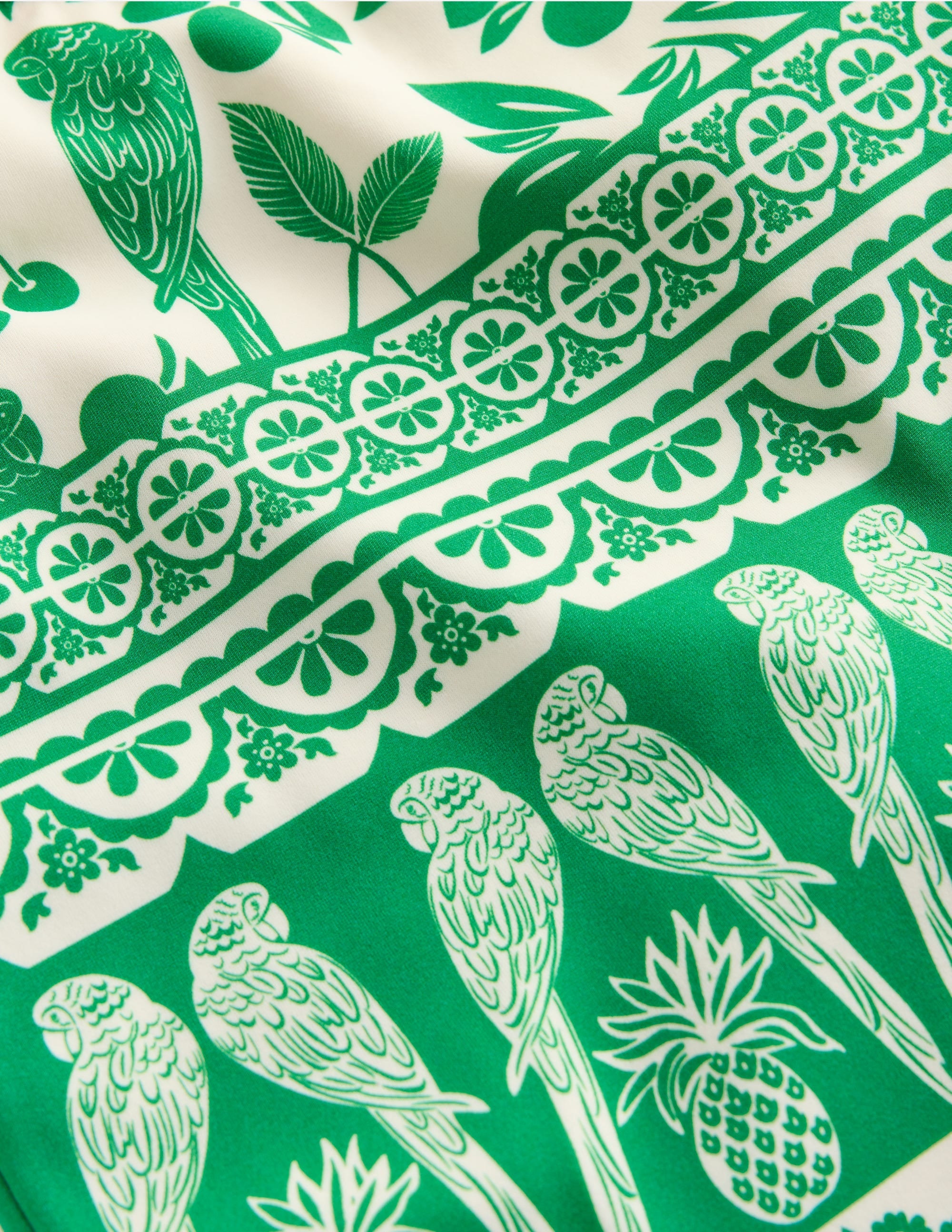 Cross-back Tankini Top-Rich Emerald Parrot Palm - Image 3