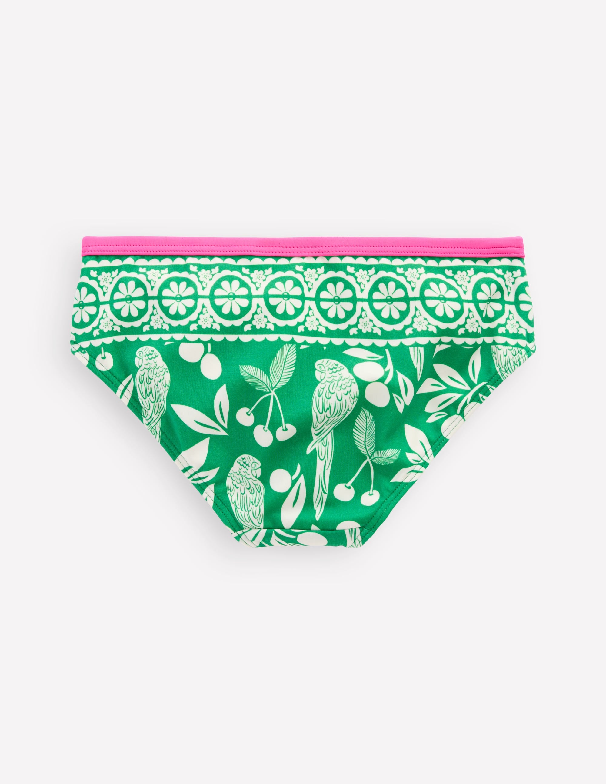 Patterned Bikini Bottoms-Rich Emerald Parrot Palm - Image 2