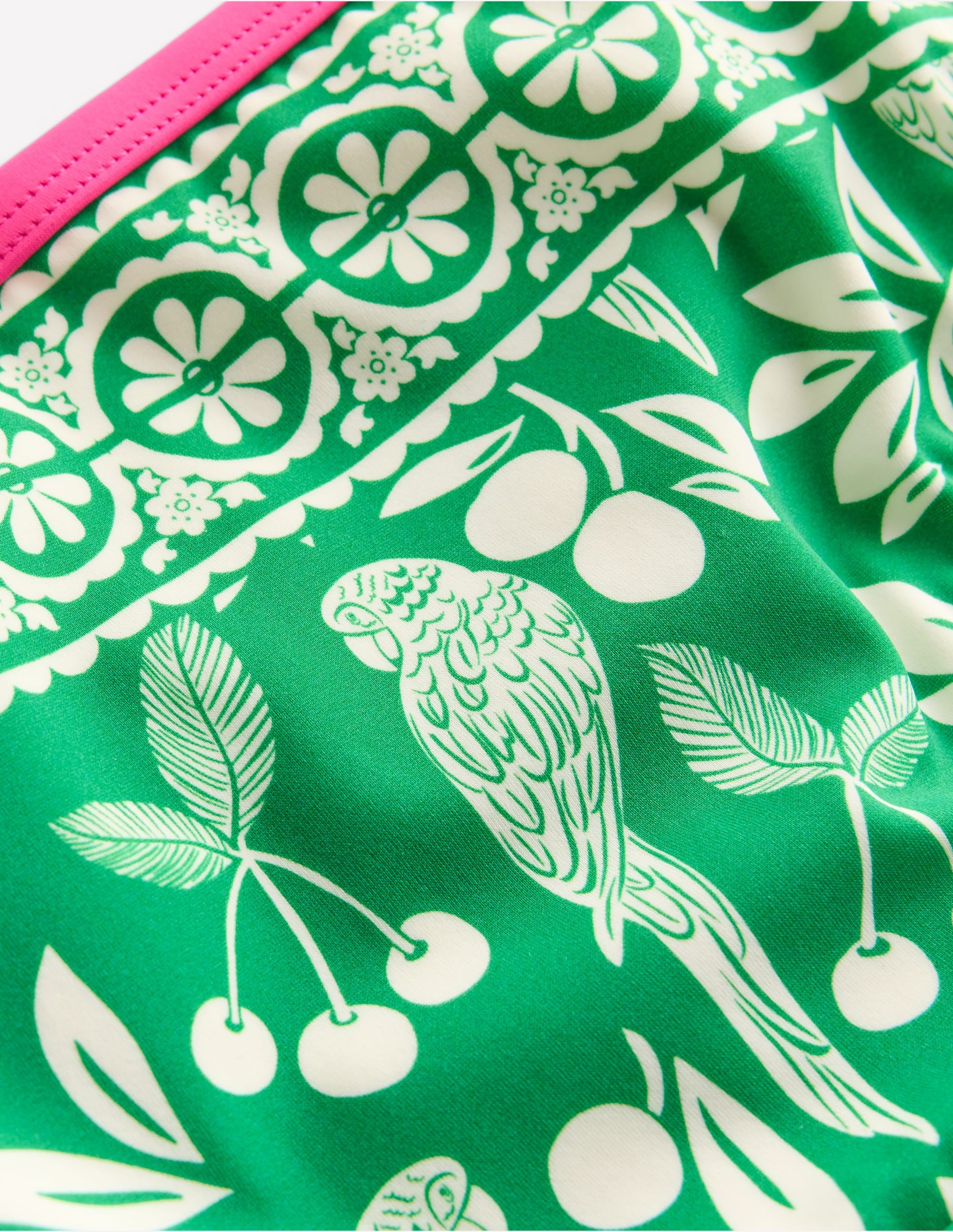 Patterned Bikini Bottoms-Rich Emerald Parrot Palm - Image 3