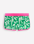 Patterned Swim Shorts-Rich Emerald Parrot Palm