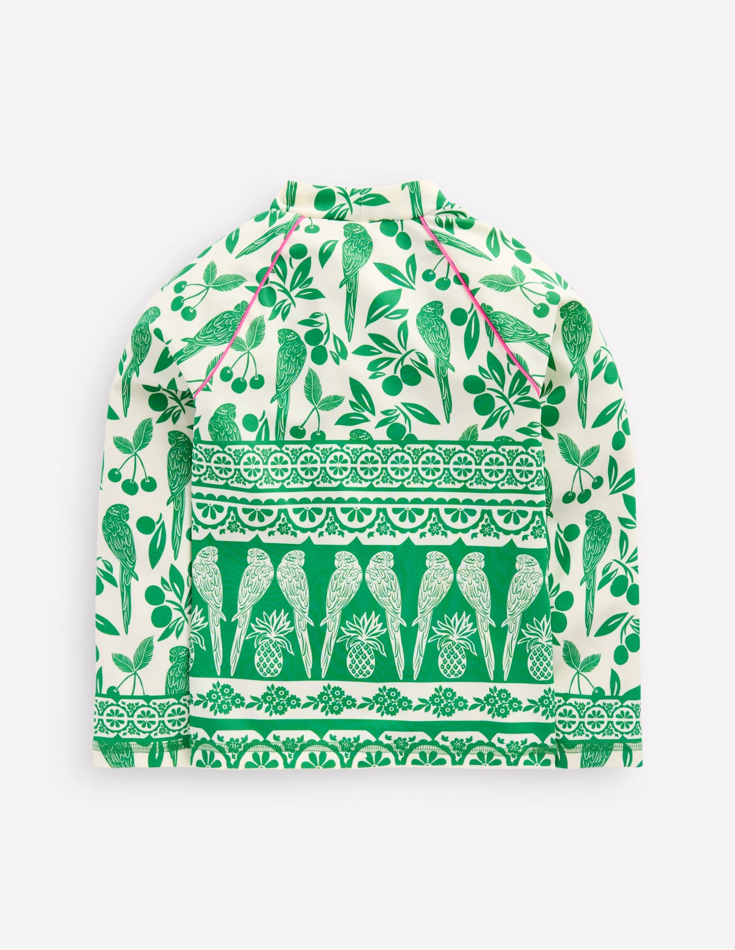 Sun Safe Patterned Rash Vest-Rich Emerald Parrot Palm