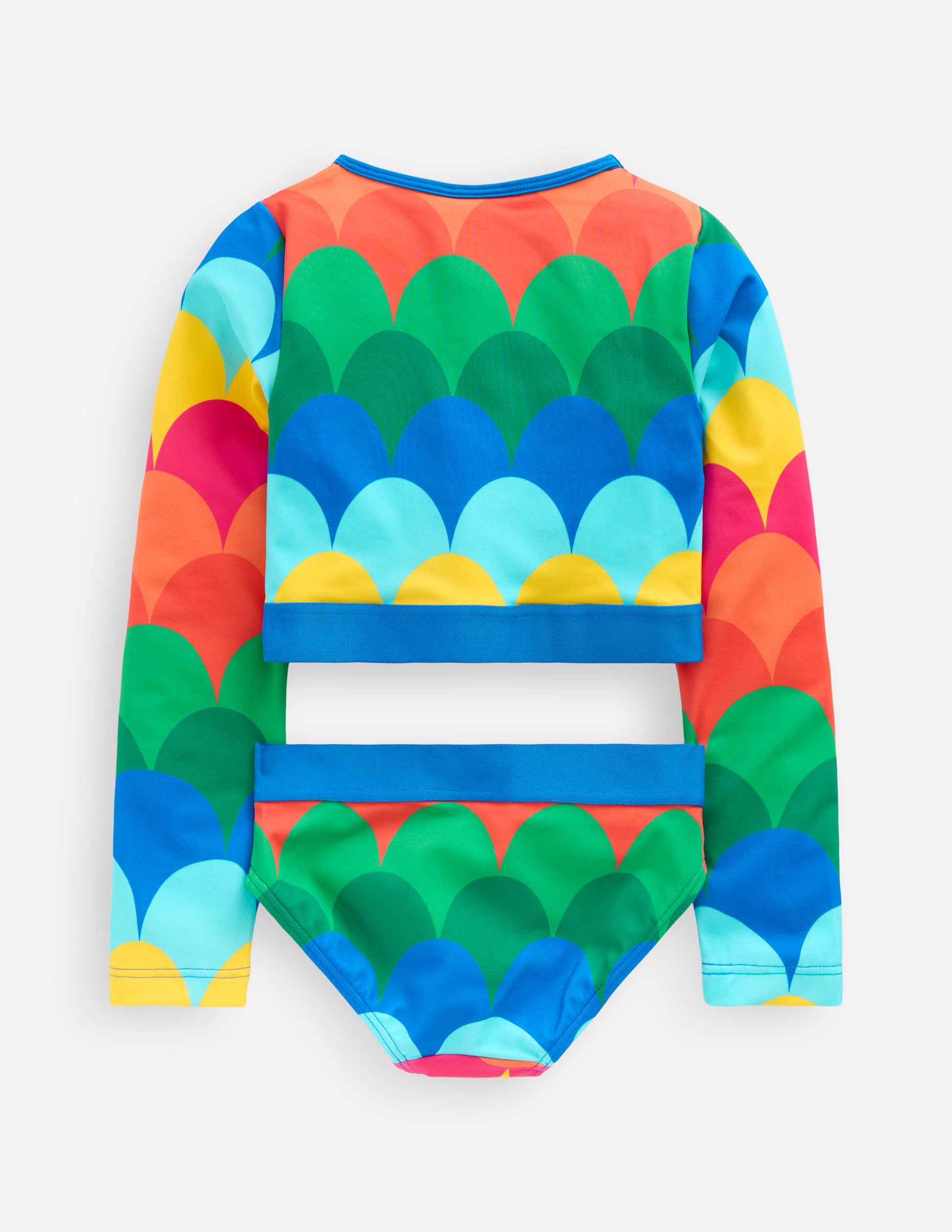 Cropped Rash Vest Set-Multi Scallop Stripe-2