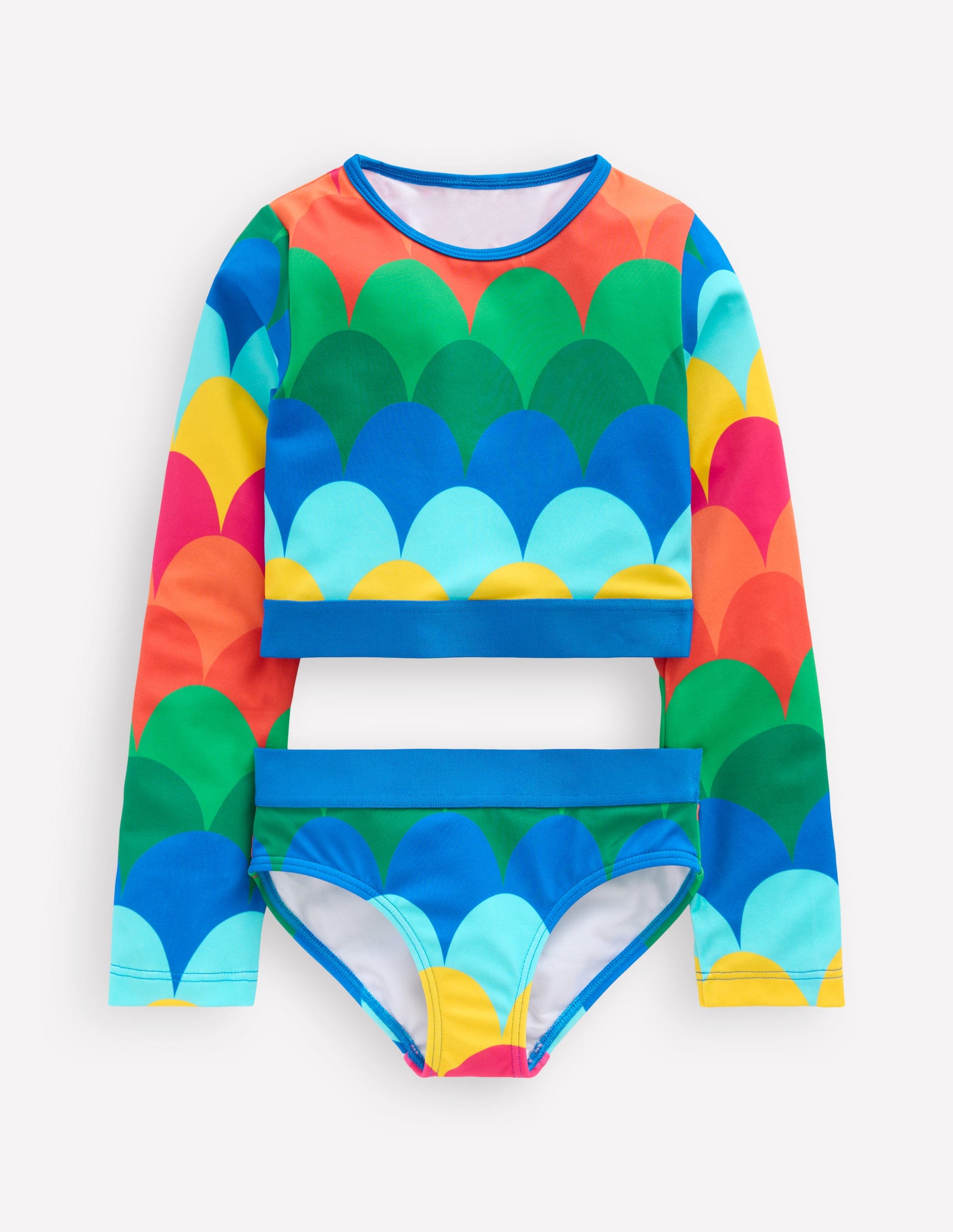 Cropped Rash Vest Set-Multi Scallop Stripe | Boden UK