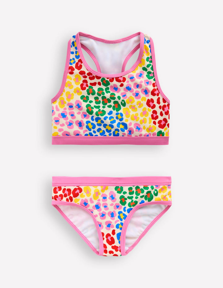 Racerback Bikini-Multi Rainbow Leopard