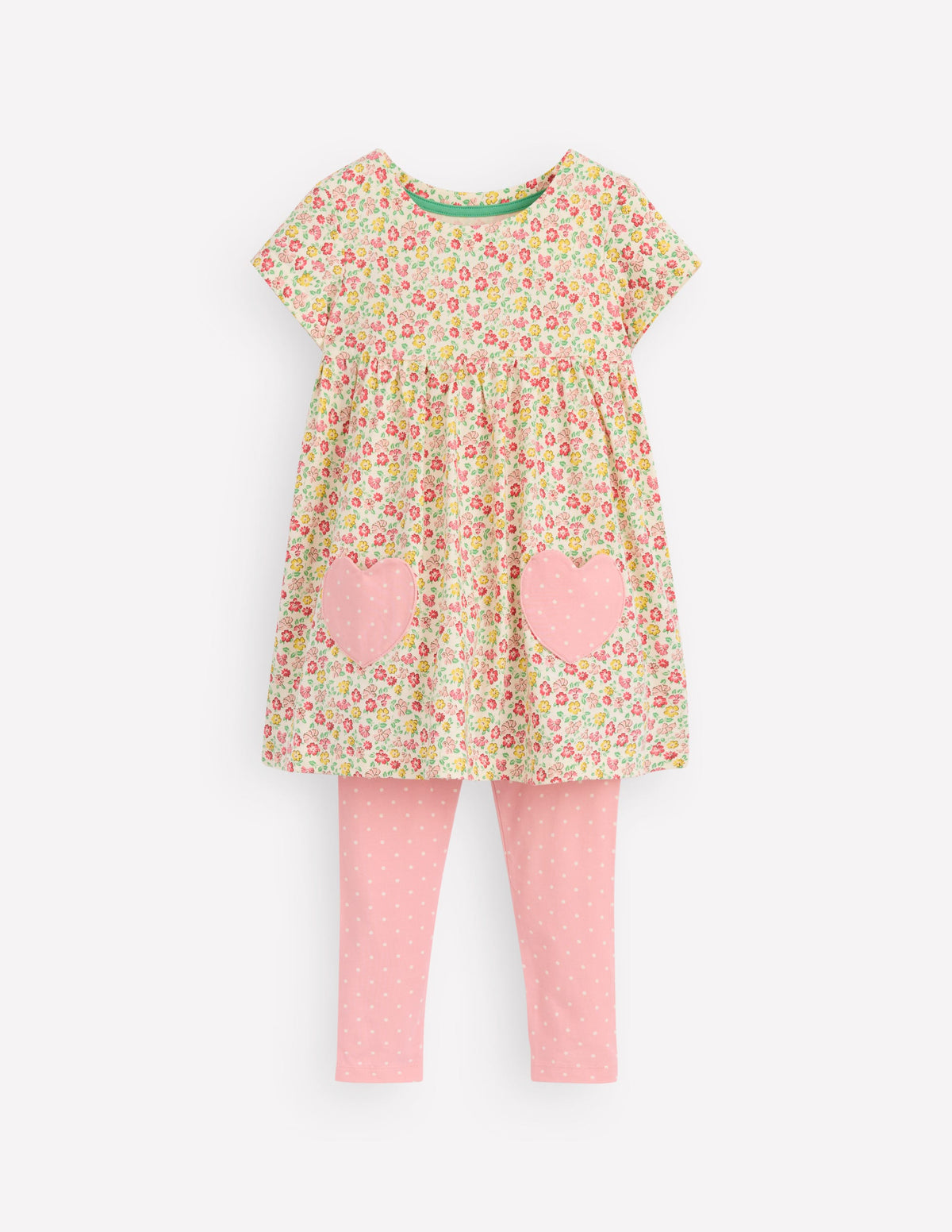 Short-sleeved print tunic set-Multi Summer Flowerbed - Image 1
